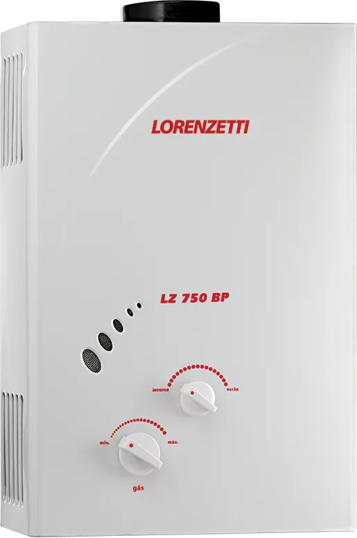 Aquecedor de água a gás Lorenzetti LZ 750BP, exaustão natural, foto do fabricante